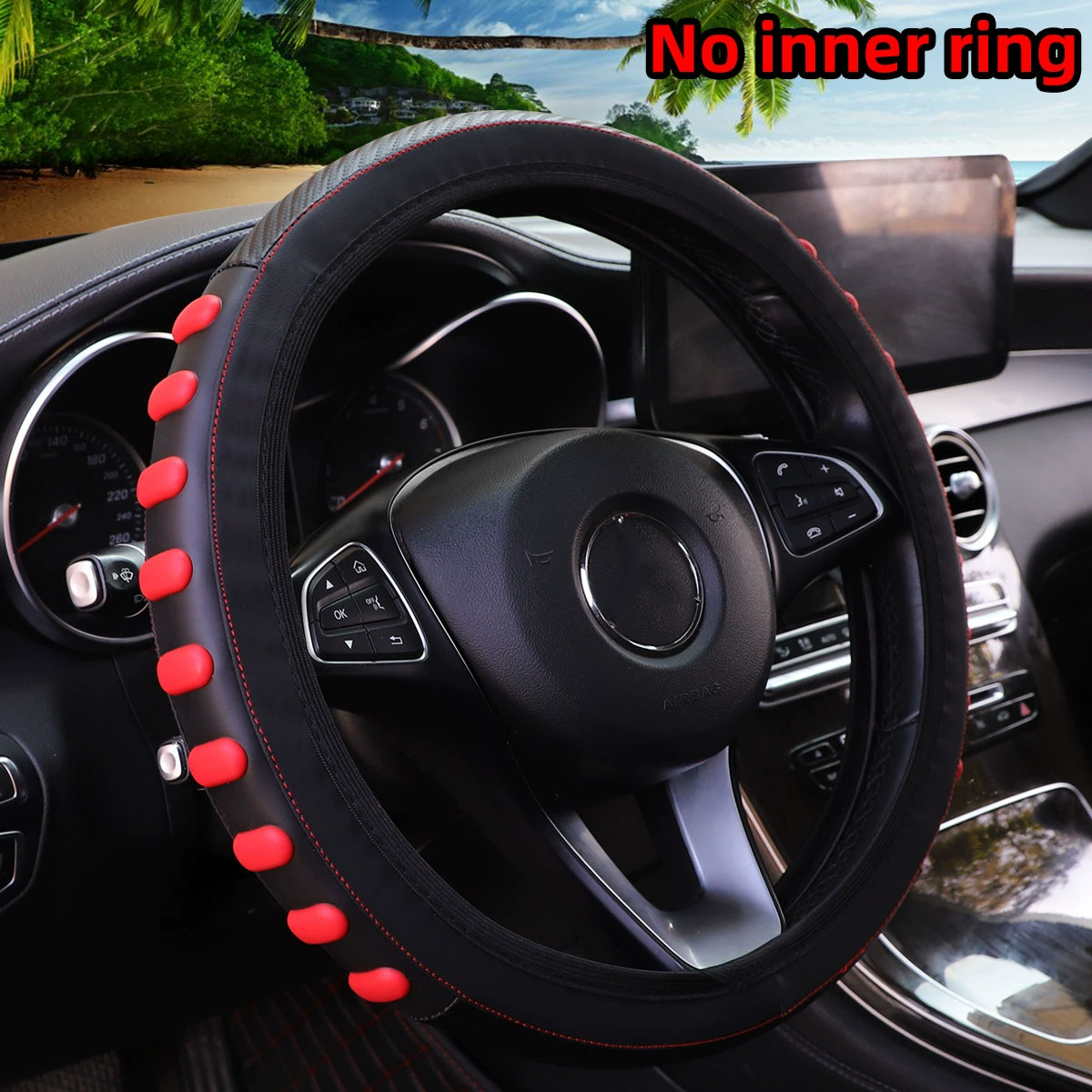 Автомобильный силиконовый силиконовый стерео массаж кожа без внутреннего кольца рулевого колеса 14,5-15 дюймов для мужчин и женщин