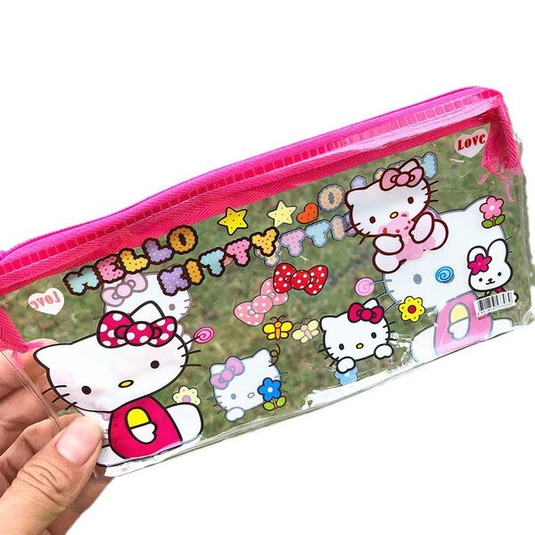 Cartoon cute waterproof transparent pencil case with zipper for…
