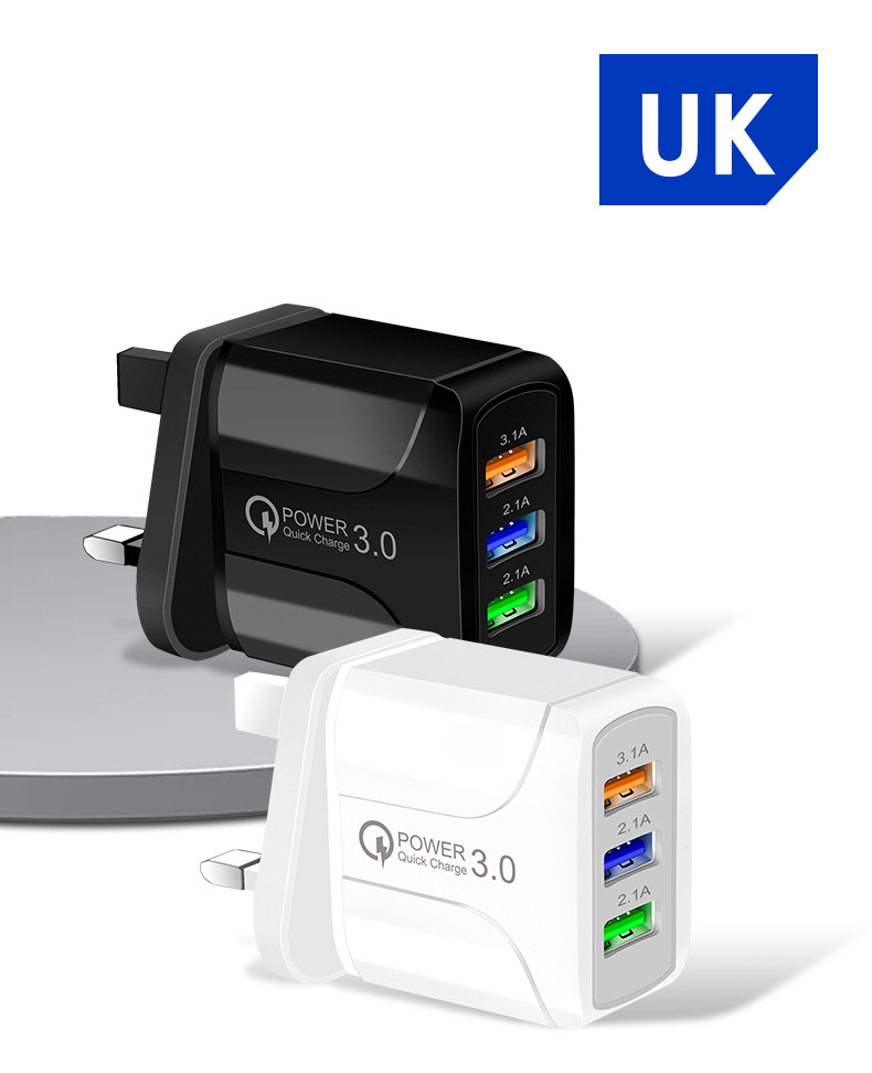 Cargador de teléfono móvil 2,4 A, carga rápida, carga directa, adaptador de corriente de múltiples puertos USB_voghion.com