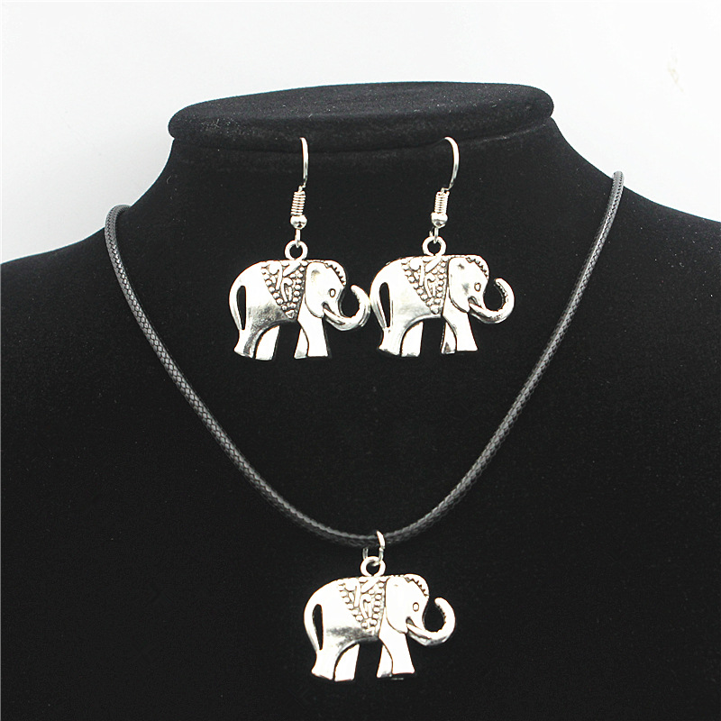 8g Weight Hip-Hop Retro Elephant Alloy Wax Line Plating Women's Jewelry Set