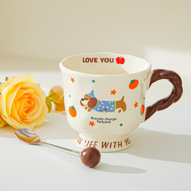 Creativo lindo salchicha cerámica taza taza de pareja taza de agua taza de café casera regalo de cumpleaños para amigos