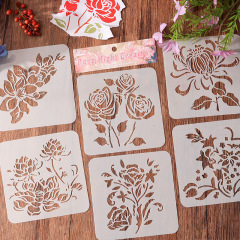花低語の透かし彫りの絵のテンプレートの手帳の素材の花卉の図案の子供の絵の学生の手は絵の板を書き写します。