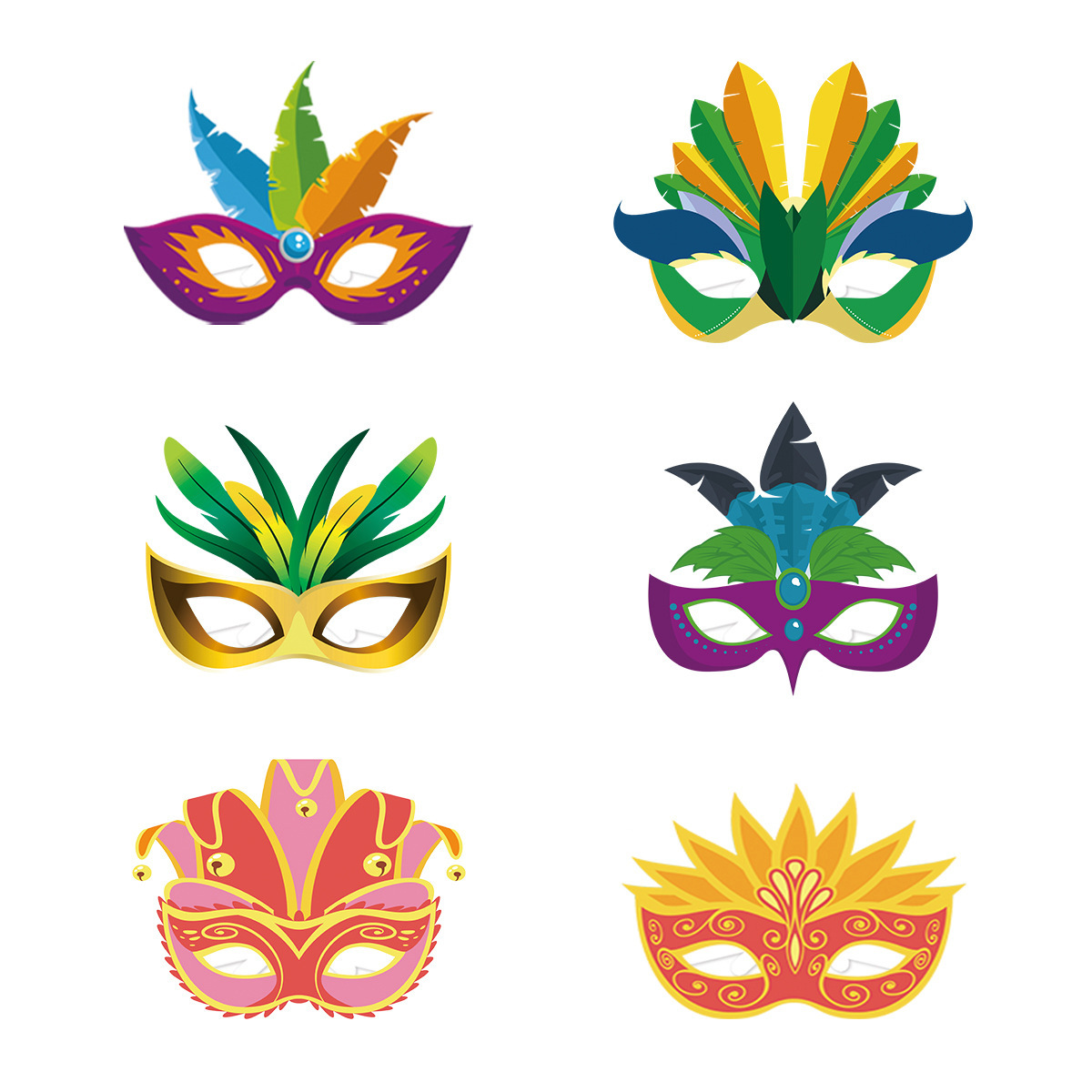 Glam Colorful Paper Party Party Mask display picture 3