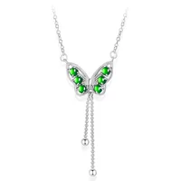 Высококачественный натуральный продукт Emerald Yang зеленая бабочка подвеска S925 Серебряный инкрустированный ледяной камень нефритовый женский модный комплект