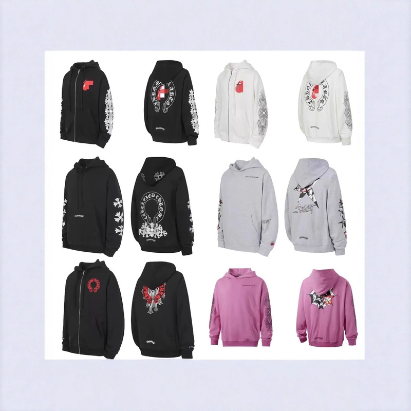 25 Autumn and Winter Export Cross-Border Quality New Crow Cross Small Label Horseshoe Terry Zipper Sweatshirt Wholesale Price 25 Autumn and Winter Export Cross-Border Quality New Crow Cross Small Label Horseshoe Terry Zipper Sweatshirt Wholesale Price