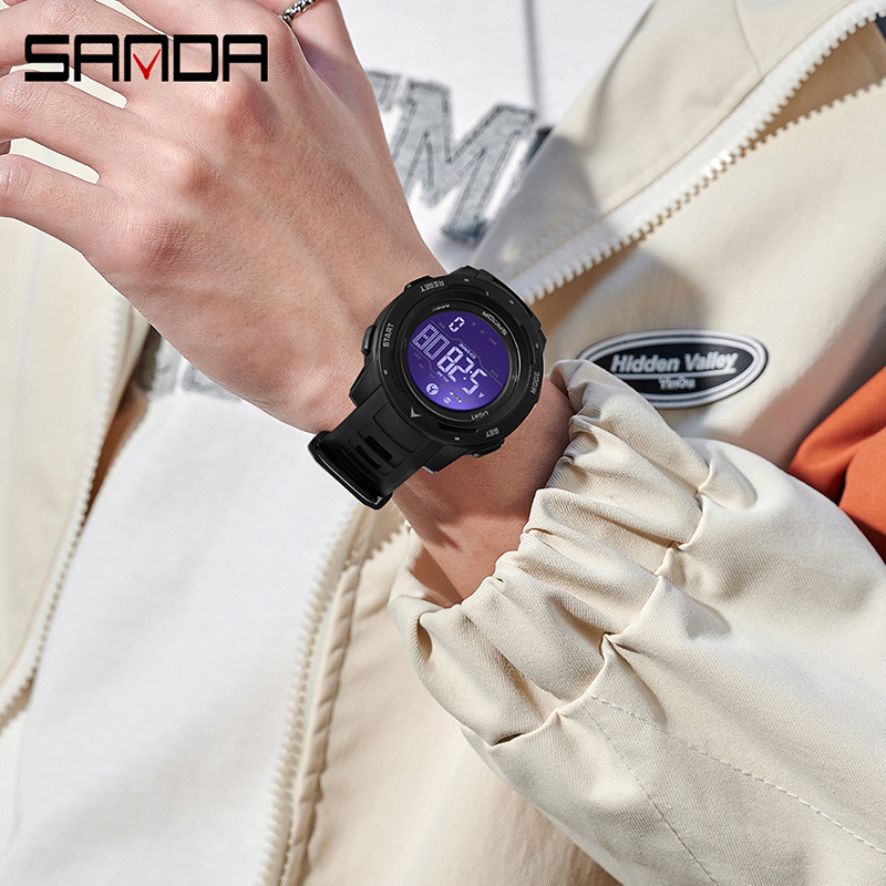 SANDA nuevo 2145 movimiento electrónico digital de moda simple deportes al aire libre de los hombres reloj electrónico