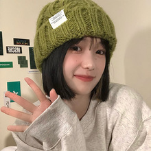 色彩收藏家~糖果色麻花毛线帽女冬季保暖复古休闲针织帽子护耳帽