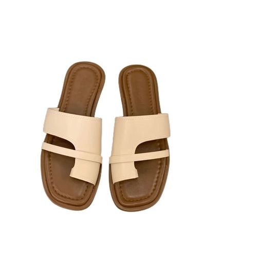 Minimalist open-toe flat sandals with an Instagram-inspired, versatile, casual vacation style for outdoor wear, toe-out design for outings, summer flat sandals