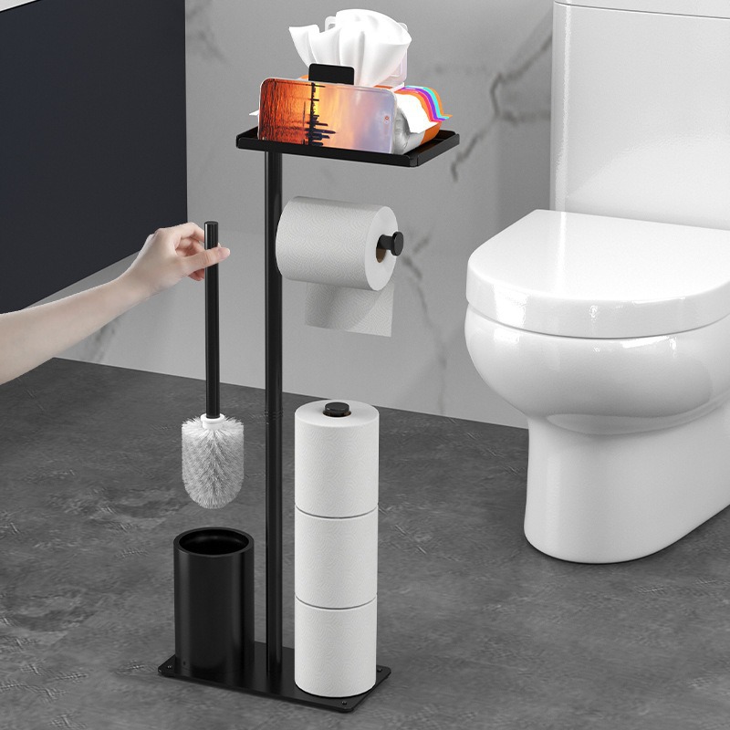 Estante de toallas de baño transfronterizo, soporte de rollo de papel de piso, estante de cepillo de baño, almacenamiento de toallas de papel multifuncionales image 4