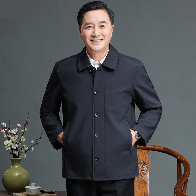 Middle-aged and Elderly Cadre Dress 2025 Spring Casual Dad Dress Lass Thin Button Executive Jacket Coat Men's Top