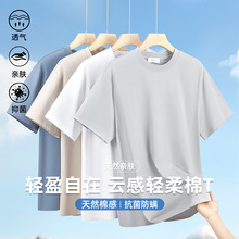 【云感轻柔棉T】100%棉精品多色可选液氨凉感新款纯棉男士短袖T