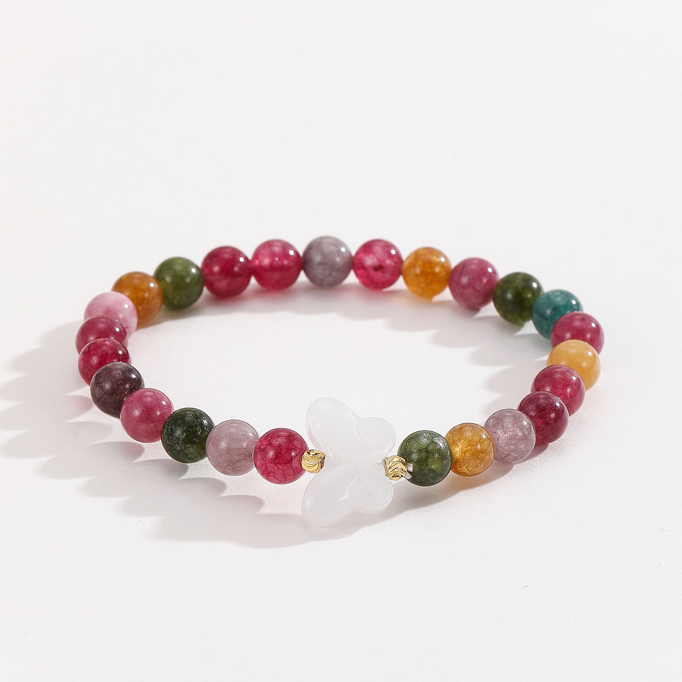Pulsera de cristal de fresa de piedra natural orquídea colgante de campana de viento nacional lugar escénico para poner puestos nuevos joyeros chinos al por mayor