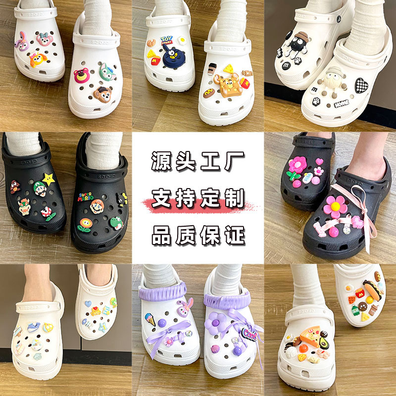 cute hole shoes detachable shoe buckle diy slippers shoes flower accessories summer cartoon decoration factory in stock