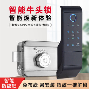 Foreign Trade Exterior Bull Head Lock Waterproof Old-Fashioned Iron Door Fingerprint Graffiti Smart Lock Ttlock Rental Apartment Lock