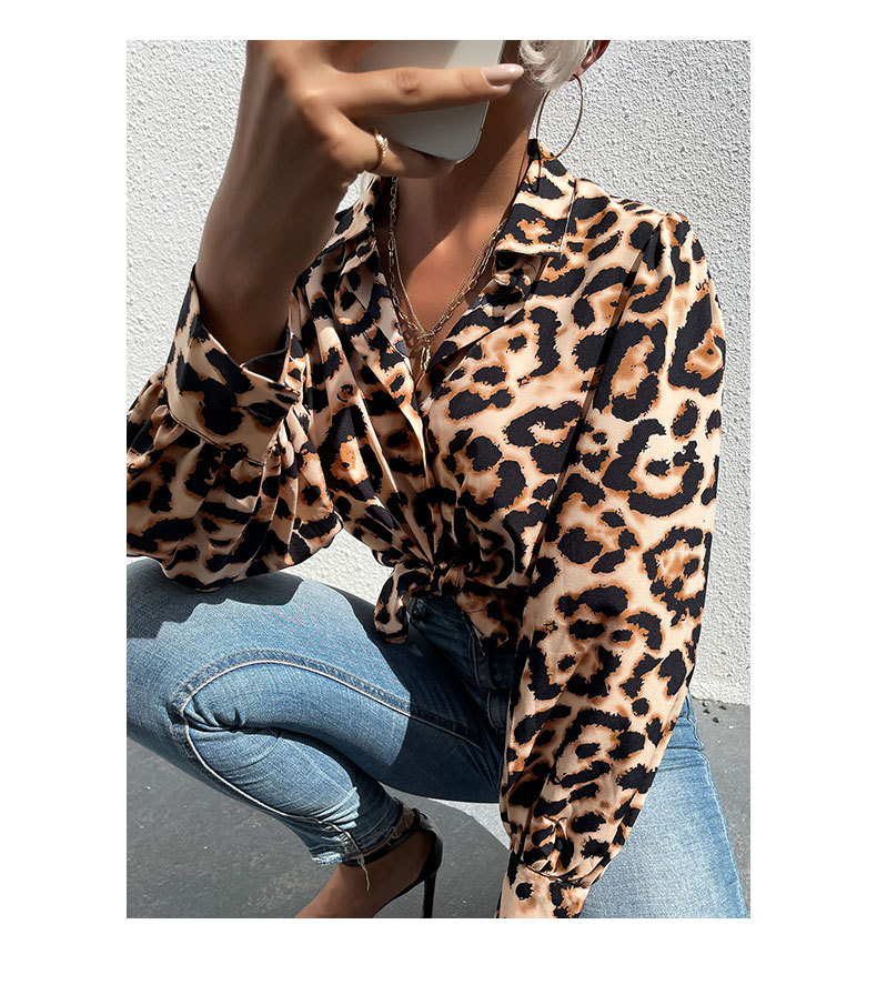 women s loose long-sleeved leopard-print lapel jacket nihaostyles clothing wholesale NSDMB73694