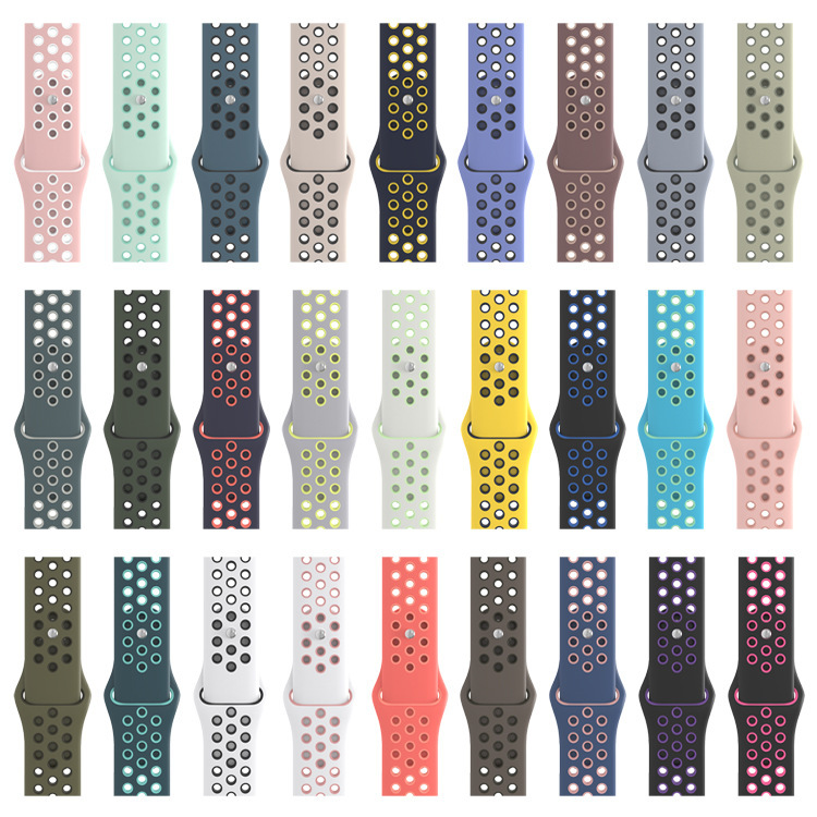 Suitable for Applewatch Apple Watch Strap Nike Silicone Nike Sports Two-Color Breathable Iwtch Watch Strap