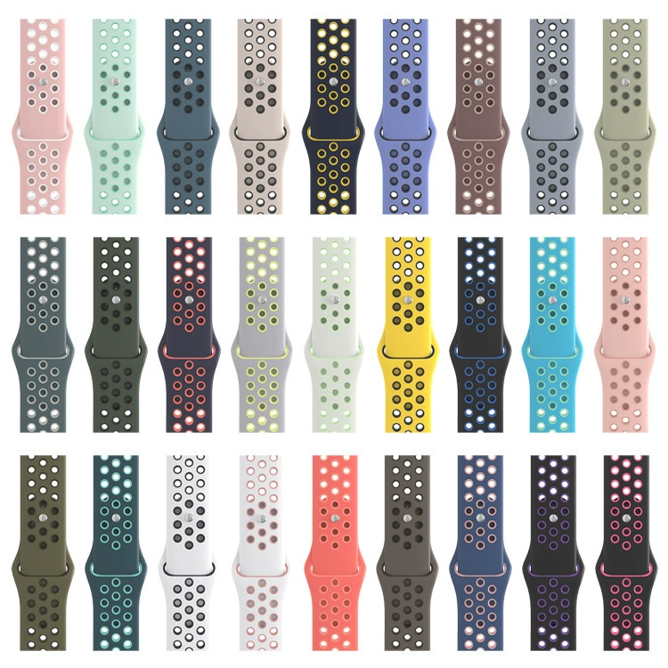 Suitable for Applewatch Apple Watch Strap Nike Silicone Nike Sports Two-Color Breathable Iwtch Watch Strap