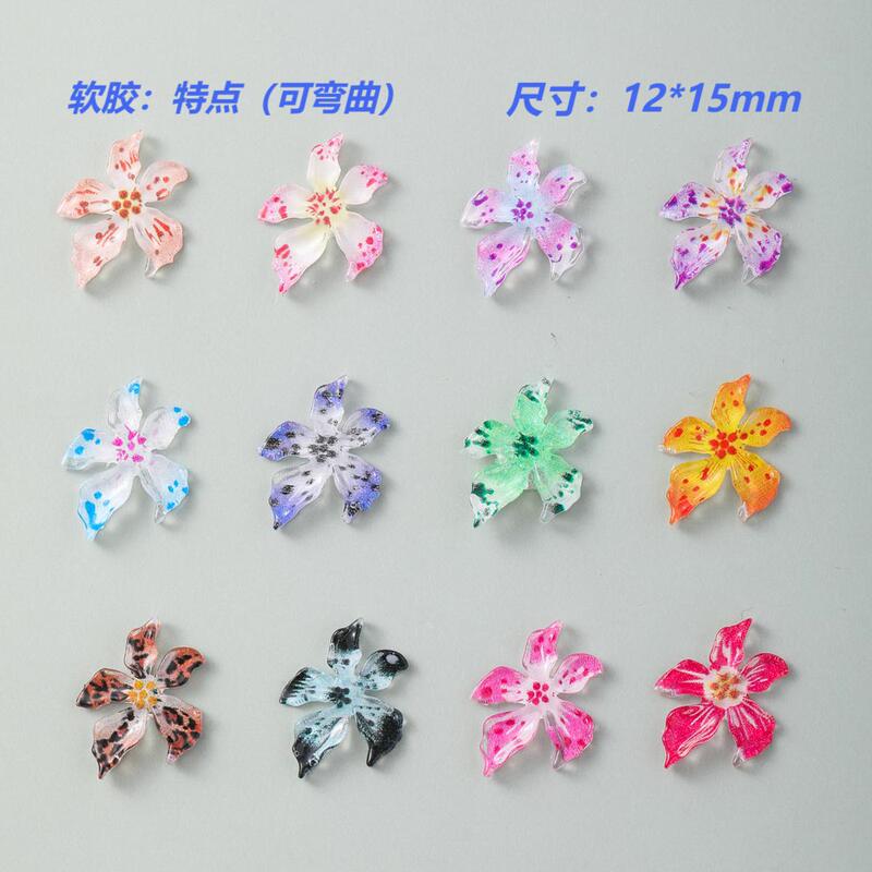 Cross-Border Soft Carving Ice Crystal Lily Nail Stickers Three-Dimensional Jelly Colorful Five-Petal Flower Flats Leopard Print Resin Nail Art Diamonds