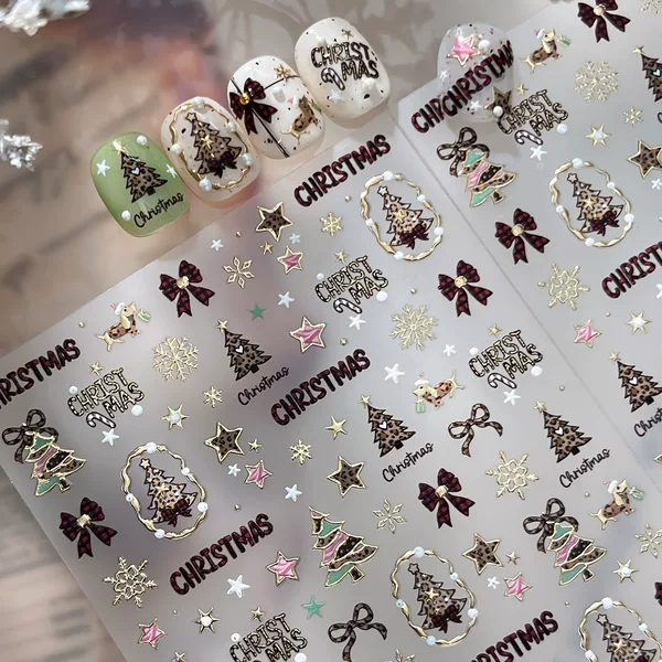 Ant-themed nail art stickers, gold foil leopard print, Christmas tree design, new Christmas stickers, nail art accessories, direct from the manufacturer, YT9389