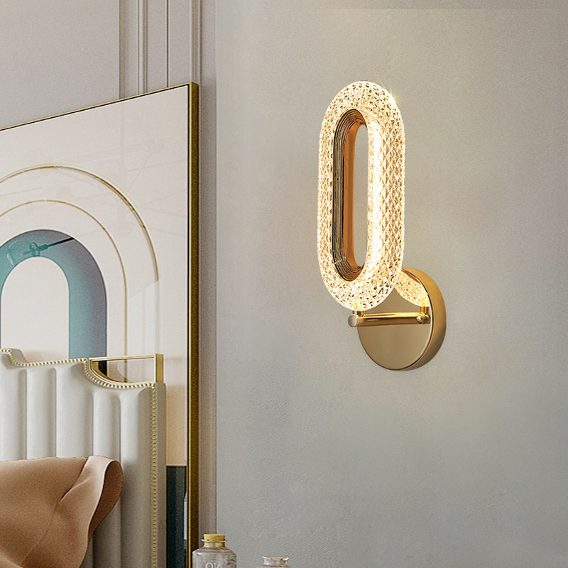 lámpara de pared dormitorio lámpara de cabezal de cama minimalista lujoso escalera interior habitación creativa Zhongshan sala de estar pared de fondo