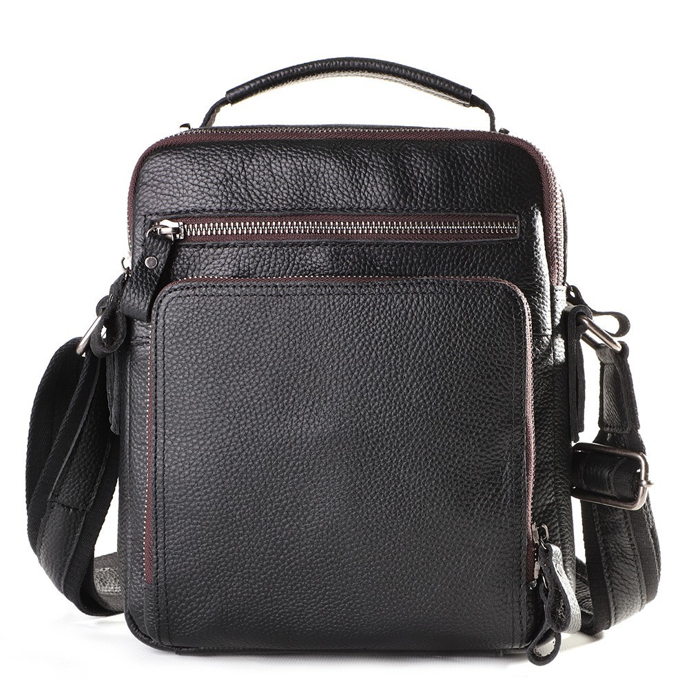 Bandolera de cuero genuino para hombre transfronterizo, mochila cruzada informal de piel de vaca retro para hombre, bolso cruzado multifuncional de gran capacidad