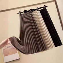 新款时尚女装高腰百褶裙春秋中长款百搭大摆裙显瘦A字半身裙全网