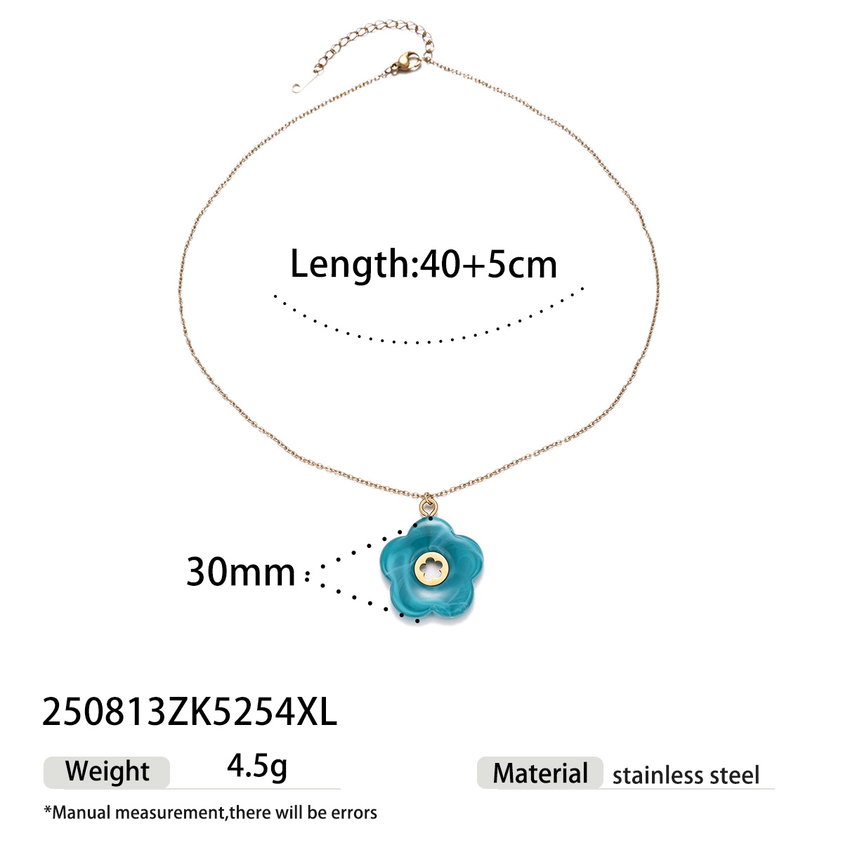 TENA Europa y América collar de acero inoxidable mujer no se desvanece amplio conjunto de joyas de pendientes acrílicos azules venta caliente