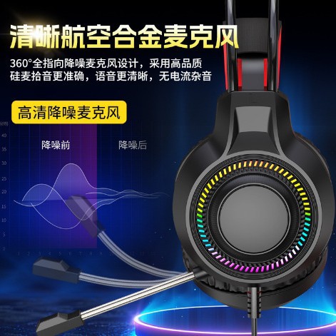 USB游戏竞技头戴式耳机耳麦吃鸡网吧网咖发光耳机电脑手机耳机
