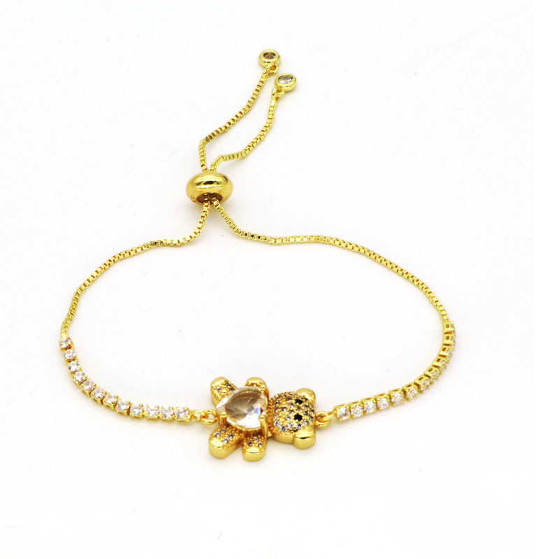 Fashion Bear Copper Inlay Zircon Bracelets 1 Piece