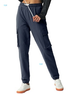 Women's Stretch Cotton Cargo Joggers 4 Pocket Athletic Cross-Border