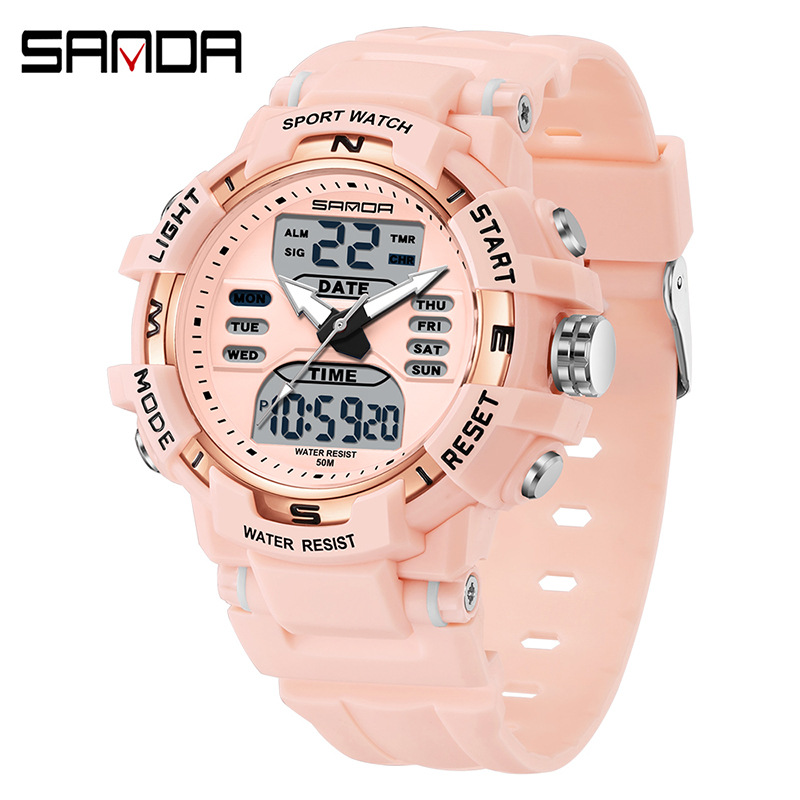 SANDA moda moda reloj electrónico pareja multifunción cuenta regresiva cronómetro deportivo impermeable