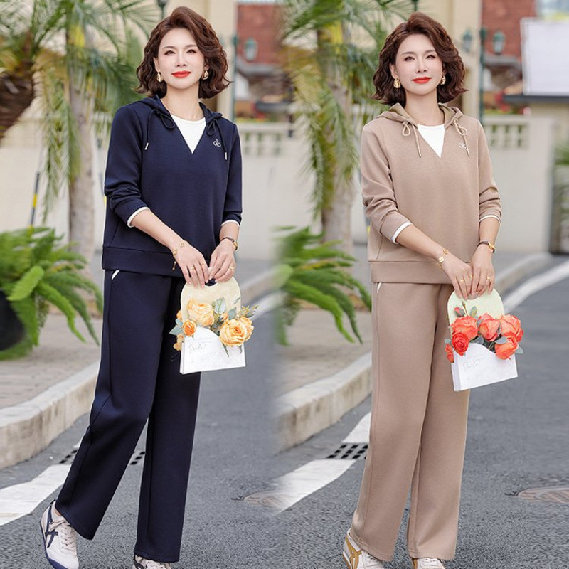 Middle-Aged Stylish Mom's Spring Casual Sports Suit, New Spring Hooded Sweatshirt Two-Piece Set for Middle-Aged and Elderly Women Middle-Aged Stylish Mom's Spring Casual Sports Suit, New Spring Hooded Sweatshirt Two-Piece Set for Middle-Aged and Elderly Women