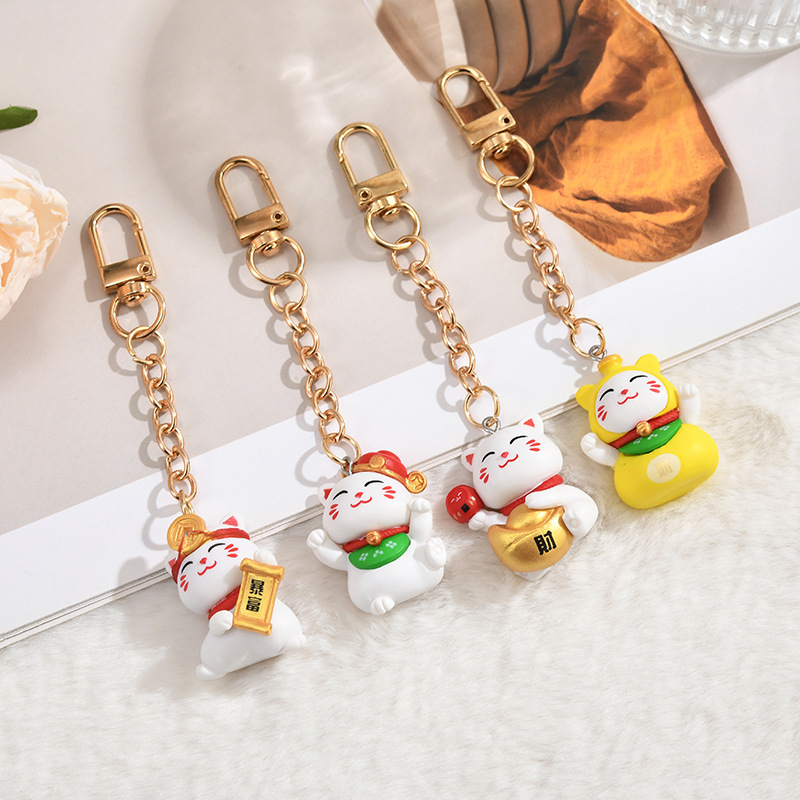 New Creative Cute Lucky Cat Keychain Pendant Micro Landscape DIY Decoration Accessories Gift Backpack Accessories