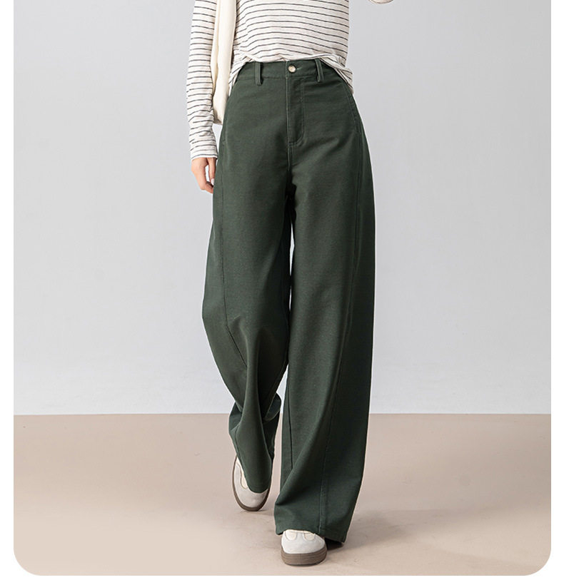 Quần ống rộng nữ dáng suông chất Tencel cotton dệt kim mềm mại — màu xanh ngọc chi tiết 3