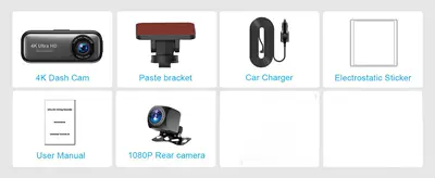 4K Ultra-High Definition Dual-Recording Dash Cam with Wifi, Mobile Phone Connectivity, Gps Tracking, and Parking Monitoring (Driving recorder) - v26c-cardless-standard-configuration