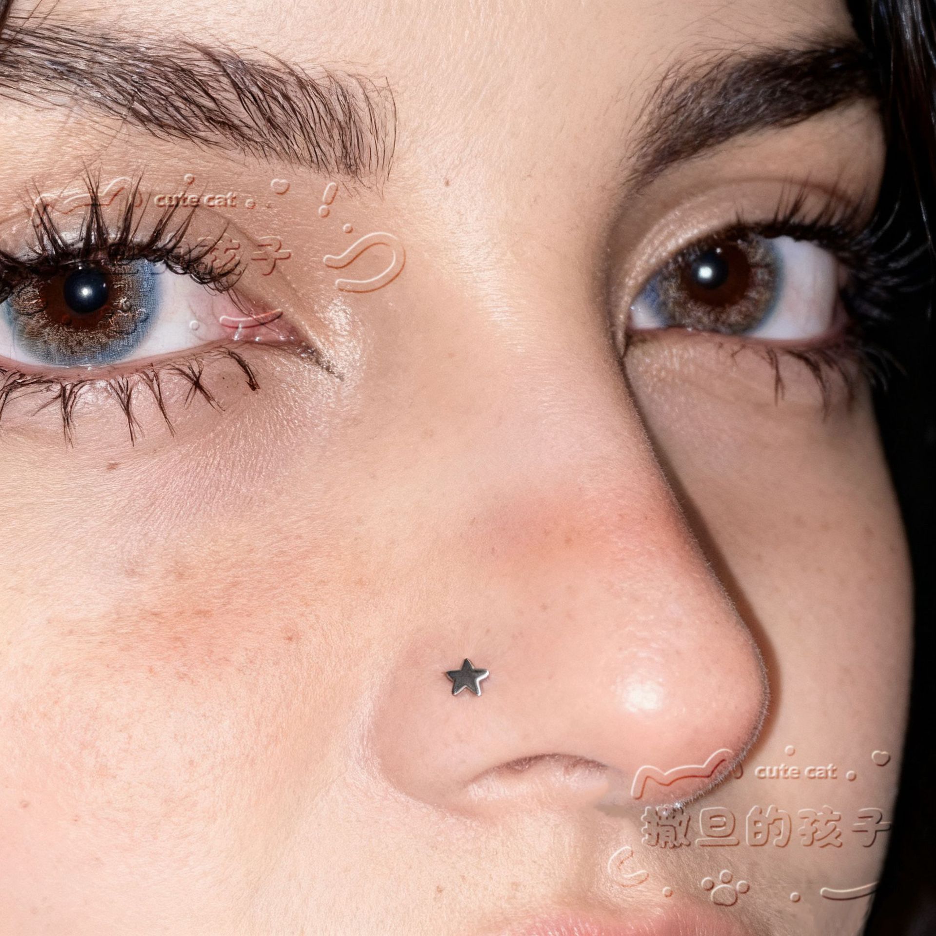 Pointed labret stud close-up product detail