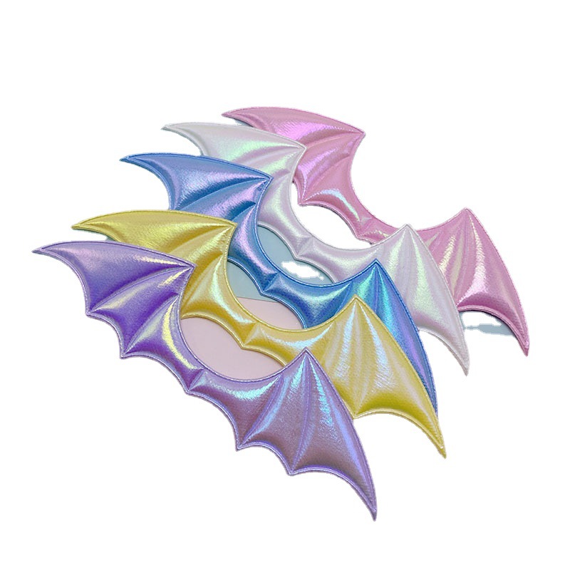 Tela de un solo lado alas de murciélago colorido DIY accesorios de la joyería ropa horquilla juguete diadema sombrero material decorativo
