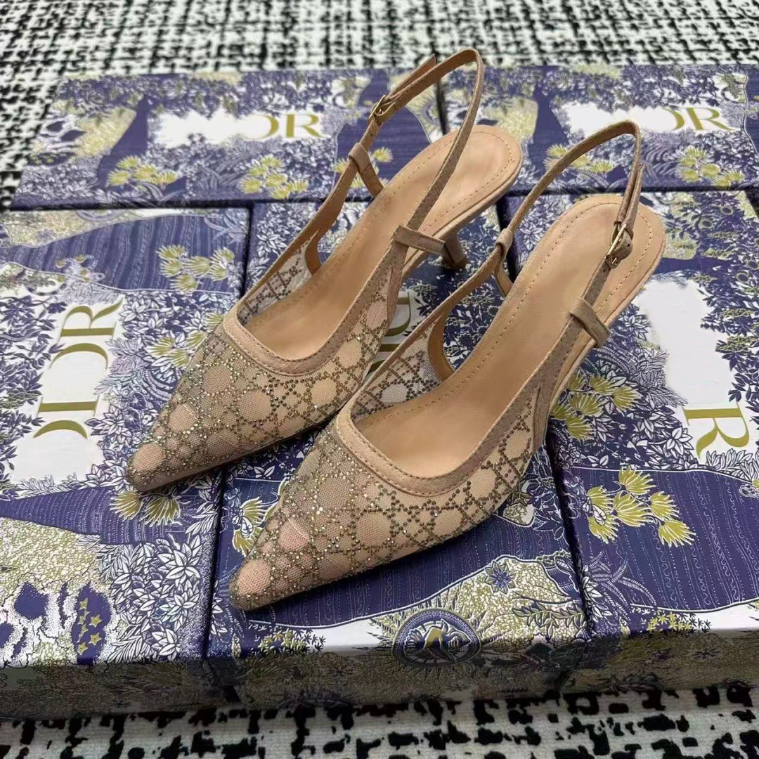 High-End~Cross-Border Top Quality Cat-Heel For Women D New Model Embroidered Knit Backless Closed-Toe Shallow Sandals With Butterfly_vogvips.com