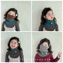 设计师款儿童冬季围脖 韩版渐变色男女童保暖毛线脖套卡通围巾潮
