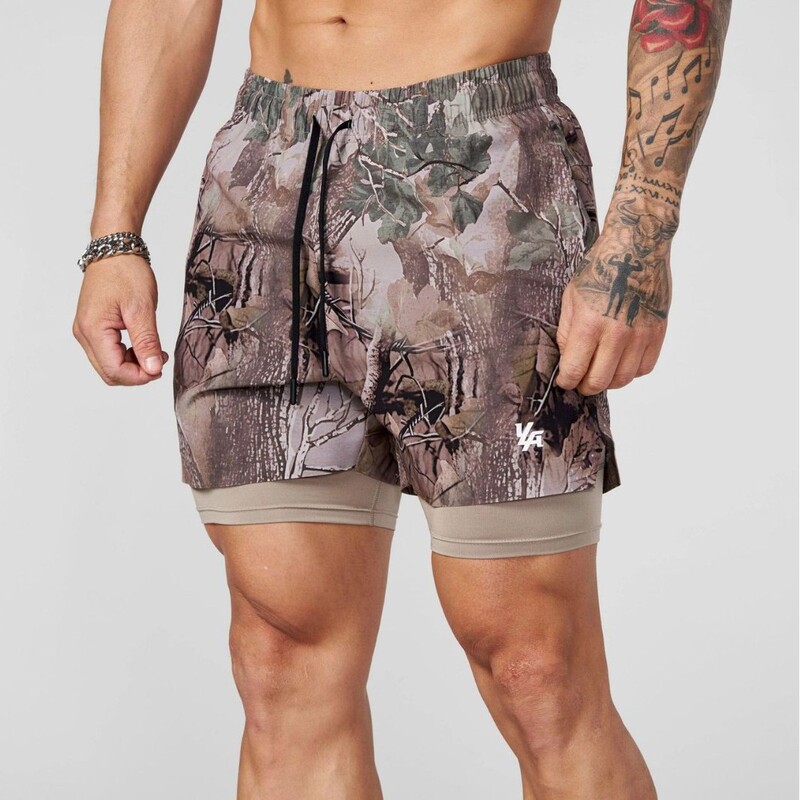 Muscle Men's Shorts Sports Fitness 2-in-1 Double-Layer Shorts Outdoor Jogging Training Elastic Sports Pants Cross-Border Pants