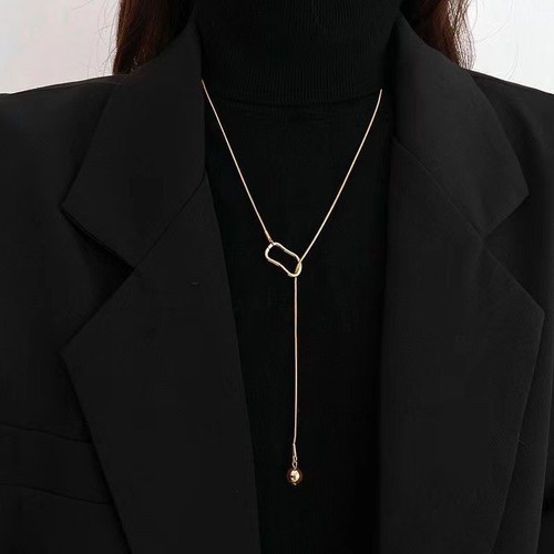 Simple design sweater necklace for women with high-end long necklace niche temperament double-layer sweater chain jewelry