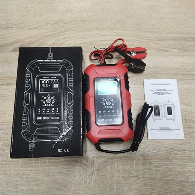 12V10A 24V5A battery charger, lead-acid battery charging and pulse repair device, red, European standard (Avtomobil diaqnostika alətləri) - fbc122410d-eu-red
