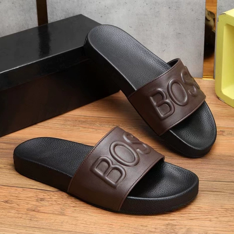 Юго-Восточная Азия, Нигерия, высококачественные сандалии 2024, летние мужские модные повседневные коричневые Тапочки с буквами BS