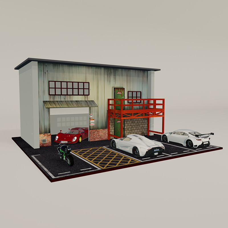 NEW 1:64 Diorama US Style Garage Wooden PARKING LOT for 1/64 Model
