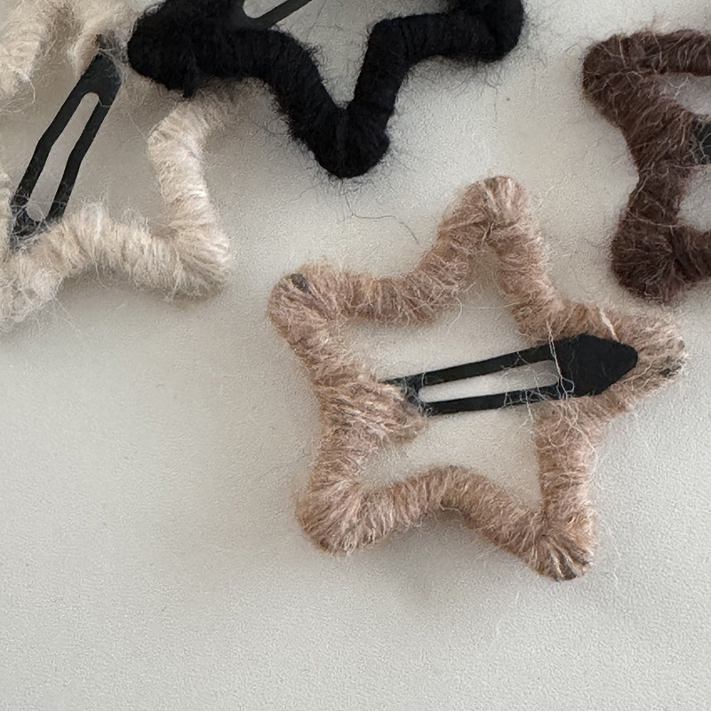 Höst och vinter ny handgjord ull Winding Star hårnål elegant all-match luggklämma trasig hårnål plyschklämma håraccessoarer_voghion.com