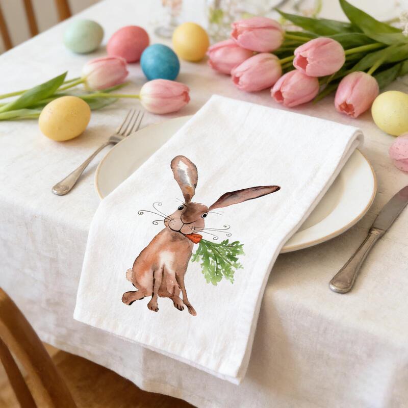 Etsy Best-Selling Easter Bunny Cotton Tea Towel Easter Kitchen Absorbent Hand Towel Holiday Decorative Towel