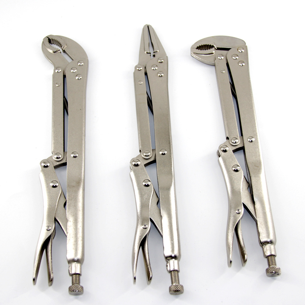 Juego de 3 piezas de alicates de cuello largo de 12 pulgadas conjunto boca puntiaguda boca redonda oblicua de 45 grados y alicates de cuello largo boca oblicua de 80 grados