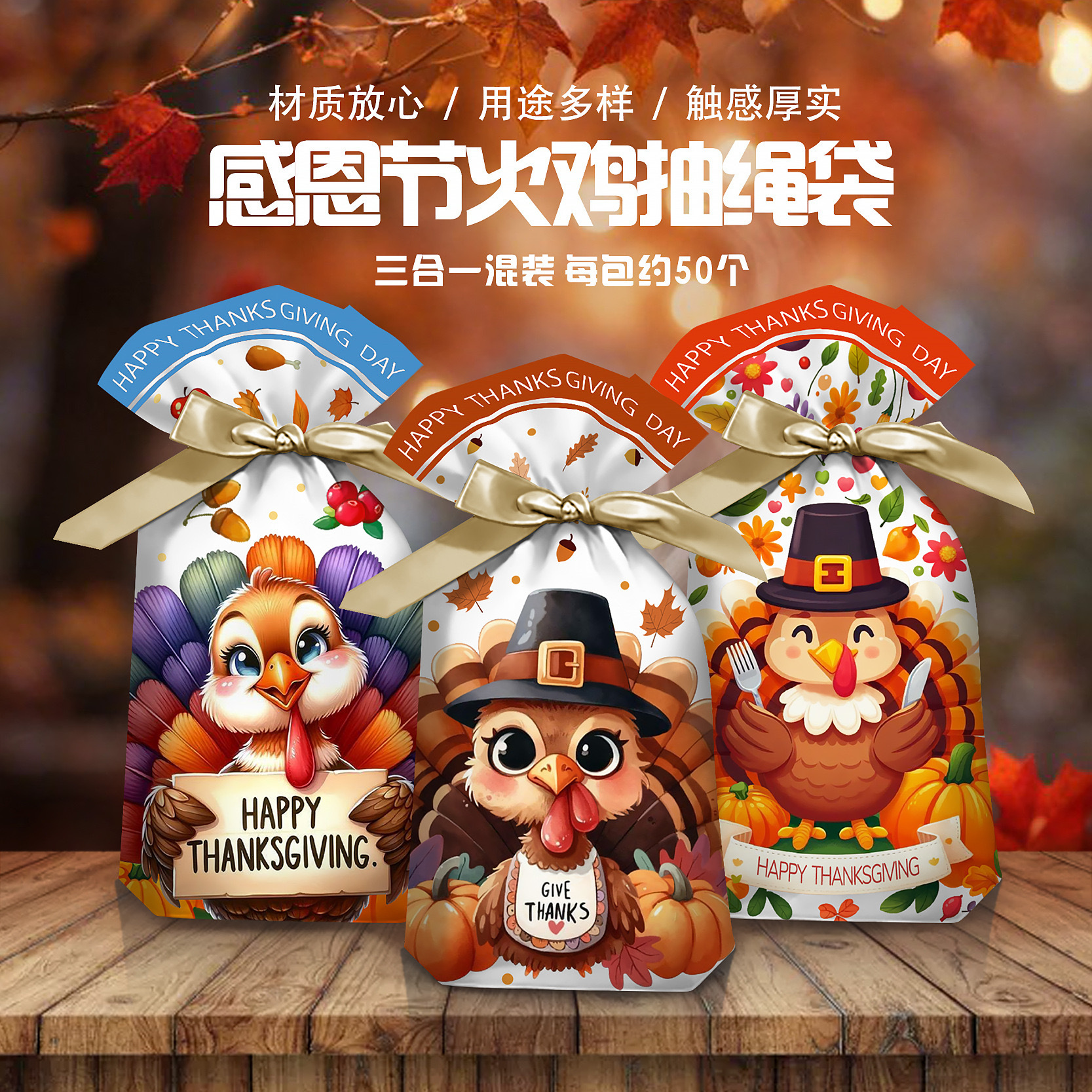 跨境复活节抽绳袋糖果包装袋兔子彩蛋礼品袋丝带束口袋礼品包装袋