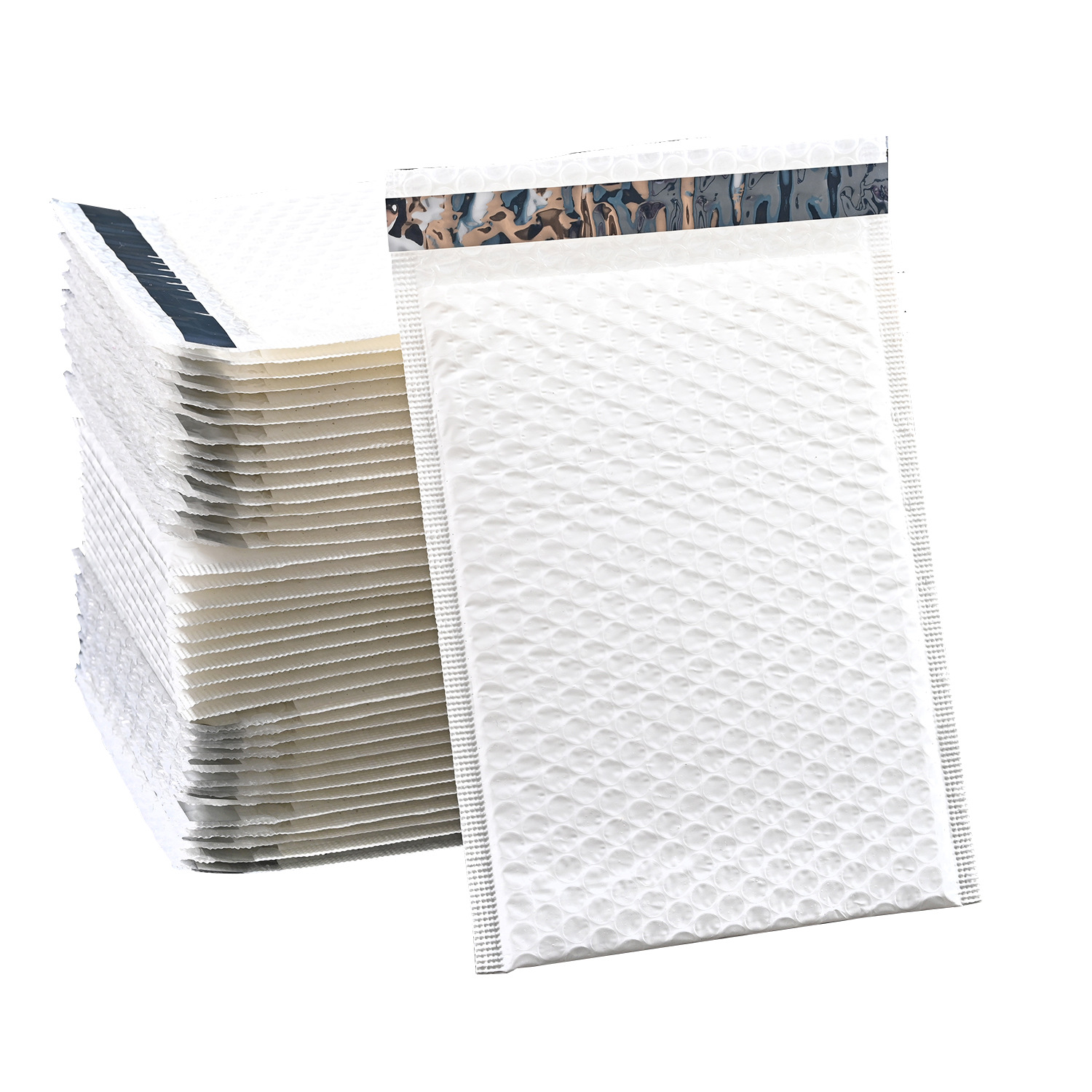 Bolsa de burbuja de ropa de película blanca lechosa bolsa de espuma bolsa de embalaje de tira de envoltura de película de perla a prueba de golpes impermeable al por mayor