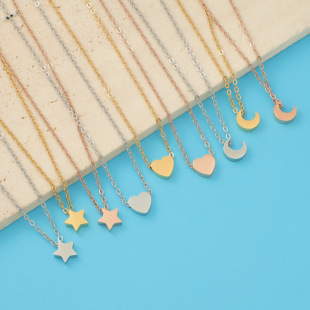 Foreign trade hot European and American style simple fashion stainless steel star moon love small hole bead pendant necklace